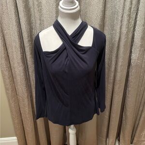 Elegant Dark Blue Off-Shoulder Women's Top